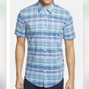 Hugo Boss Blue Casual Button Down Shirt Lightweight Cotton